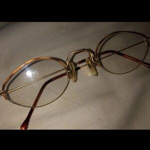 Rare Vintage Lanvin Geometric Semi-Rimless Gold-Tone Eyeglasses Made in France
